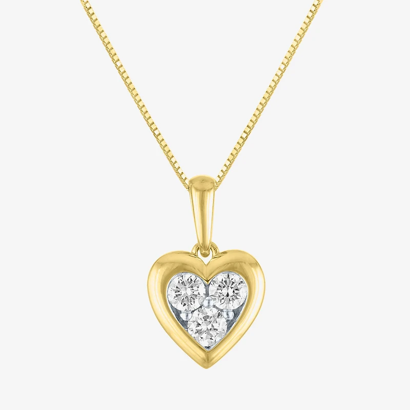 (G-H /Si2-I1) Womens 1/3 CT. T.W. Lab Grown White Diamond 10K Gold Heart 18 Inch Pendant Necklace