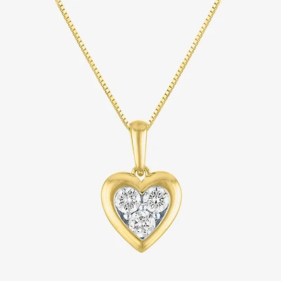 (G-H /Si2-I1) Womens 1/3 CT. T.W. Lab Grown White Diamond 10K Gold Heart 18 Inch Pendant Necklace