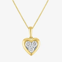 (G-H /Si2-I1) Womens 1/3 CT. T.W. Lab Grown White Diamond 10K Gold Heart 18 Inch Pendant Necklace