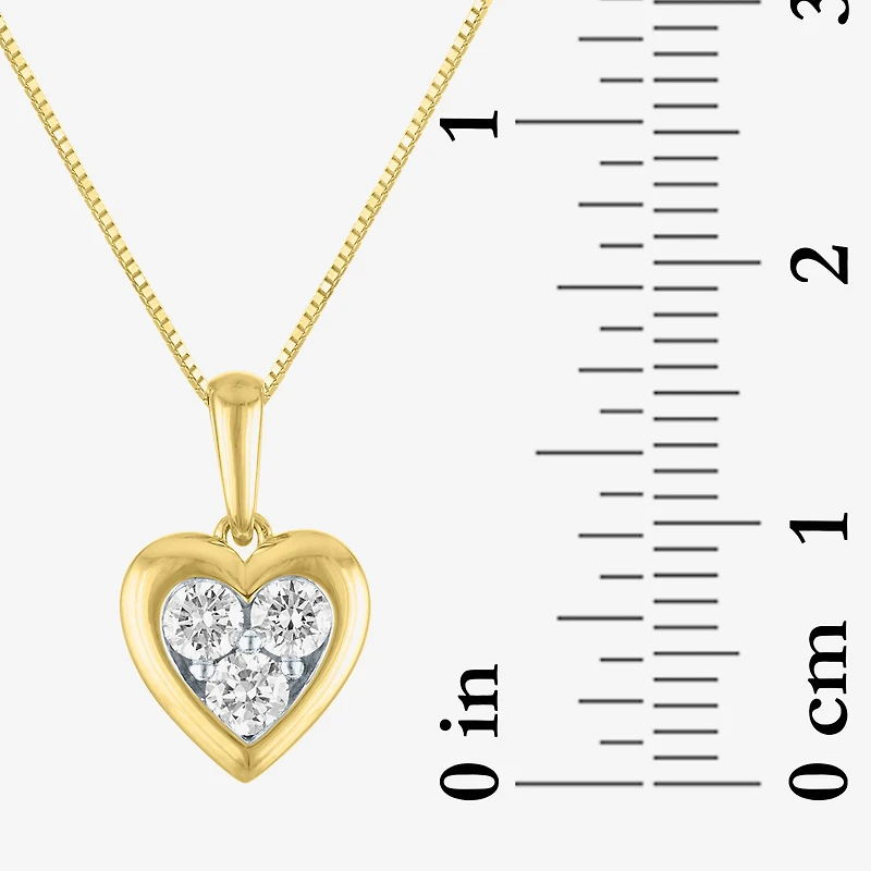 (G-H /Si2-I1) Womens 1/3 CT. T.W. Lab Grown White Diamond 10K Gold Heart 18 Inch Pendant Necklace