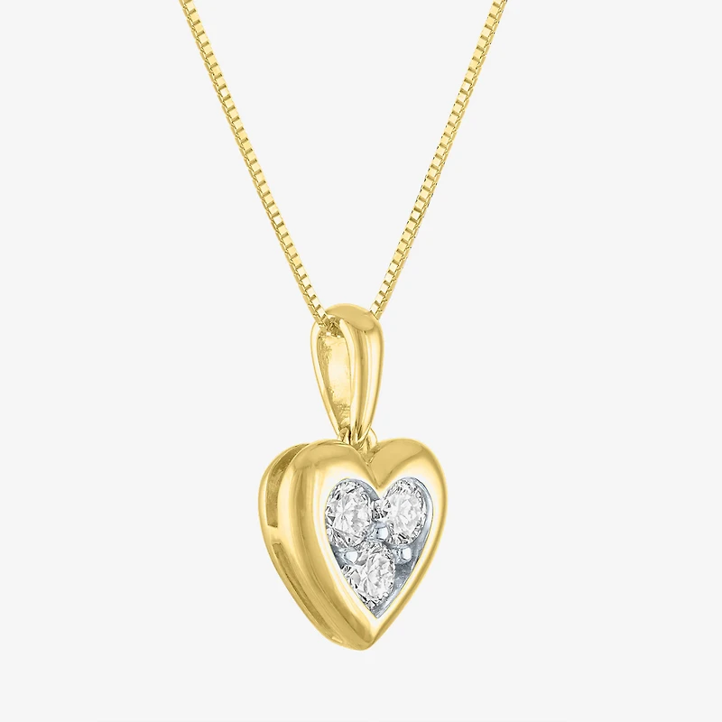 (G-H /Si2-I1) Womens 1/3 CT. T.W. Lab Grown White Diamond 10K Gold Heart 18 Inch Pendant Necklace