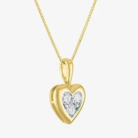 (G-H /Si2-I1) Womens 1/3 CT. T.W. Lab Grown White Diamond 10K Gold Heart 18 Inch Pendant Necklace