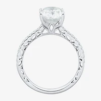 (H-I / Si1-Si2) Womens 2 3/4 CT. T.W. Lab Grown White Diamond 10K Gold Oval Side Stone Engagement Ring