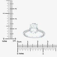 (H-I / Si1-Si2) Womens 2 3/4 CT. T.W. Lab Grown White Diamond 10K Gold Oval Side Stone Engagement Ring