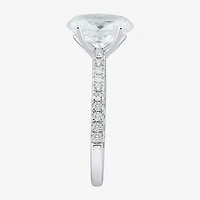 (H-I / Si1-Si2) Womens 2 3/4 CT. T.W. Lab Grown White Diamond 10K Gold Oval Side Stone Engagement Ring