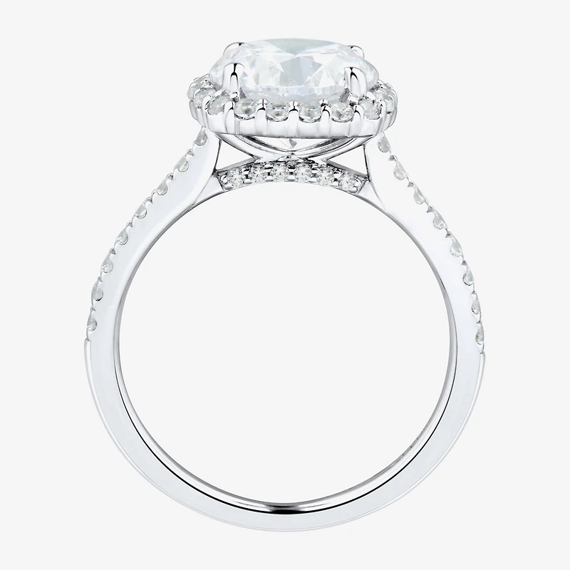 (H-I / Si1-Si2) Womens 3 CT. T.W. Lab Grown White Diamond 14K Gold Round Side Stone Halo Engagement Ring