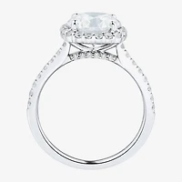 (H-I / Si1-Si2) Womens 3 CT. T.W. Lab Grown White Diamond 14K Gold Round Side Stone Halo Engagement Ring