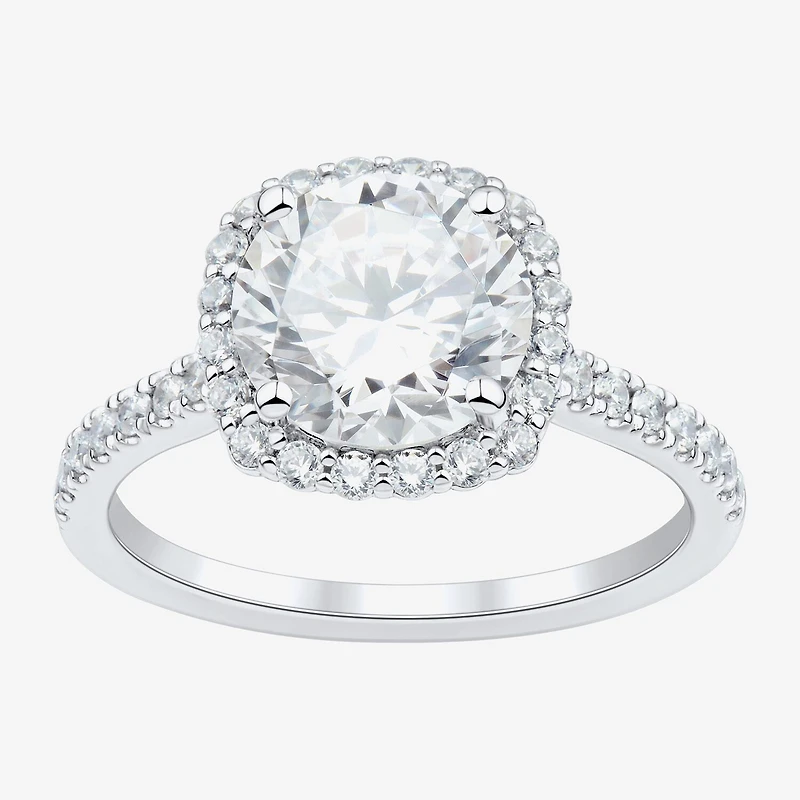 (H-I / Si1-Si2) Womens 3 CT. T.W. Lab Grown White Diamond 14K Gold Round Side Stone Halo Engagement Ring