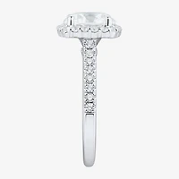 (H-I / Si1-Si2) Womens 3 CT. T.W. Lab Grown White Diamond 14K Gold Round Side Stone Halo Engagement Ring