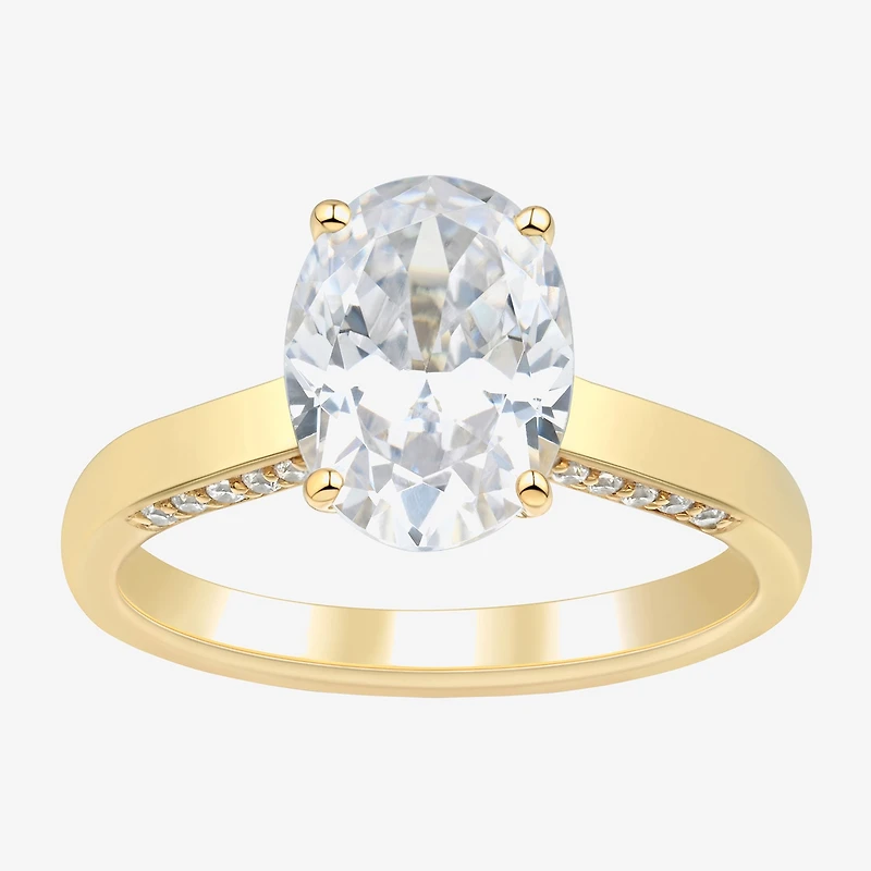 (H-I / Si1-Si2) Womens 2 3/4 CT. T.W. Lab Grown White Diamond 10K Gold Oval Solitaire Engagement Ring