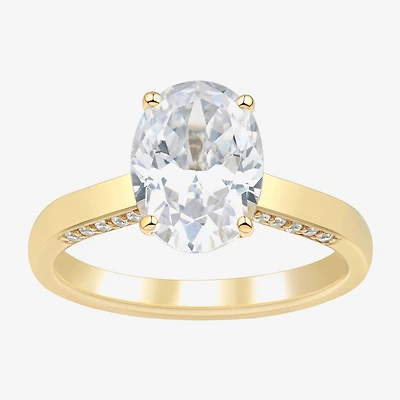 (H-I / Si1-Si2) Womens 2 3/4 CT. T.W. Lab Grown White Diamond 10K Gold Oval Solitaire Engagement Ring