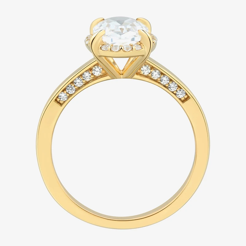 (H-I / Si1-Si2) Womens 2 CT. T.W. Lab Grown White Diamond 10K Gold Oval Halo Engagement Ring
