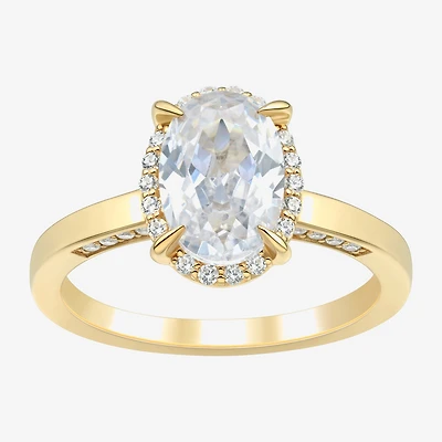 (H-I / Si1-Si2) Womens 2 CT. T.W. Lab Grown White Diamond 10K Gold Oval Halo Engagement Ring