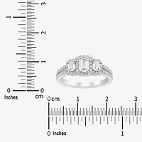 (H-I / Si1-Si2) Womens 1 1/4 CT. T.W. Lab Grown White Diamond Sterling Silver Side Stone 3-Stone Engagement Ring