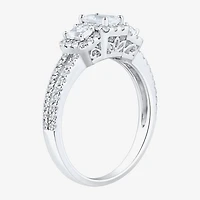 (H-I / Si1-Si2) Womens 1 1/4 CT. T.W. Lab Grown White Diamond Sterling Silver Side Stone 3-Stone Engagement Ring
