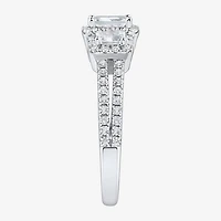 (H-I / Si1-Si2) Womens 1 1/4 CT. T.W. Lab Grown White Diamond Sterling Silver Side Stone 3-Stone Engagement Ring