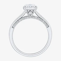 (H-I / Si1-Si2) Womens 3/4 CT. T.W. Lab Grown White Diamond Sterling Silver Oval Halo Engagement Ring