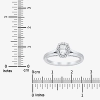 (H-I / Si1-Si2) Womens 3/4 CT. T.W. Lab Grown White Diamond Sterling Silver Oval Halo Engagement Ring