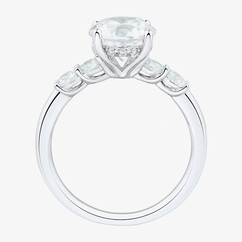 (H-I / Si1-Si2) Womens 2 1/2 CT. T.W. Lab Grown White Diamond 10K Gold Round Side Stone Engagement Ring