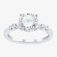 (H-I / Si1-Si2) Womens 2 1/2 CT. T.W. Lab Grown White Diamond 10K Gold Round Side Stone Engagement Ring