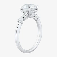 (H-I / Si1-Si2) Womens 2 1/2 CT. T.W. Lab Grown White Diamond 10K Gold Round Side Stone Engagement Ring