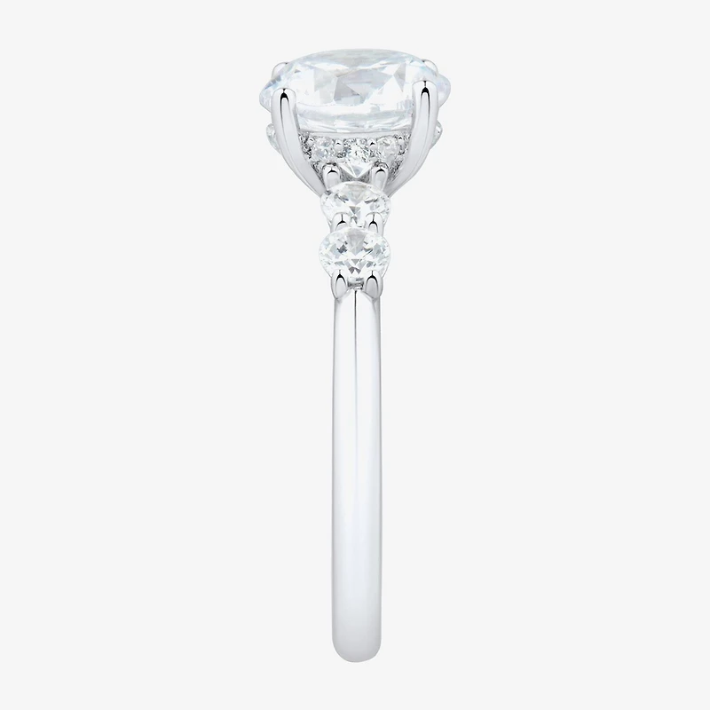 (H-I / Si1-Si2) Womens 2 1/2 CT. T.W. Lab Grown White Diamond 10K Gold Round Side Stone Engagement Ring