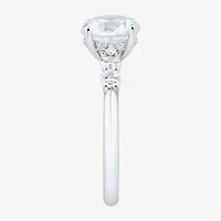 (H-I / Si1-Si2) Womens 2 1/2 CT. T.W. Lab Grown White Diamond 10K Gold Round Side Stone Engagement Ring