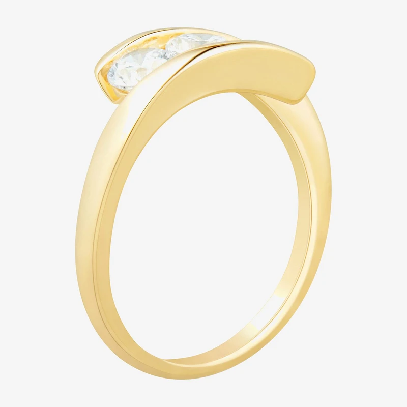Love Lives Forever (H-I / Si2) Womens 1 CT. T.W. Lab Grown White Diamond 10K Gold 3-Stone Bypass Engagement Ring