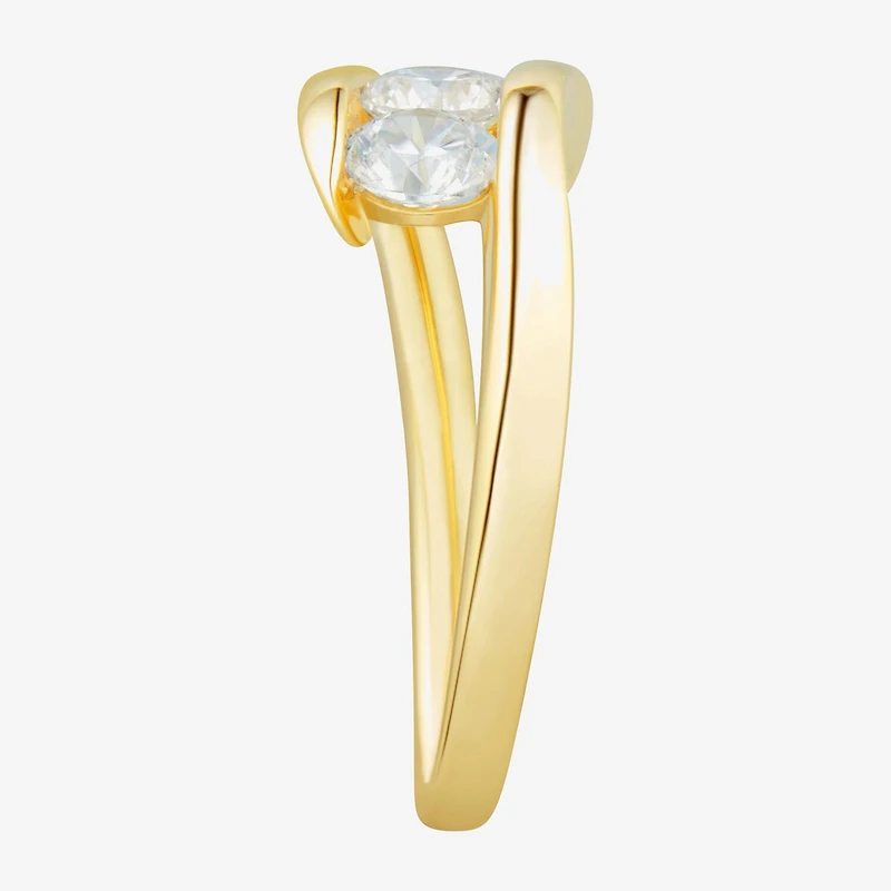 Love Lives Forever (H-I / Si2) Womens 1 CT. T.W. Lab Grown White Diamond 10K Gold 3-Stone Bypass Engagement Ring