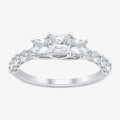 Love Lives Forever Womens 1 1/2 CT. T.W. White Diamond 10K Gold Round Side Stone 3-Stone Engagement Ring