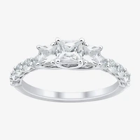 Love Lives Forever Womens 1 1/2 CT. T.W. White Diamond 10K Gold Round Side Stone 3-Stone Engagement Ring