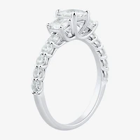Love Lives Forever Womens 1 1/2 CT. T.W. White Diamond 10K Gold Round Side Stone 3-Stone Engagement Ring