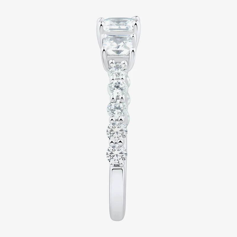 Love Lives Forever Womens 1 1/2 CT. T.W. White Diamond 10K Gold Round Side Stone 3-Stone Engagement Ring