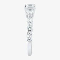 Love Lives Forever Womens 1 1/2 CT. T.W. White Diamond 10K Gold Round Side Stone 3-Stone Engagement Ring