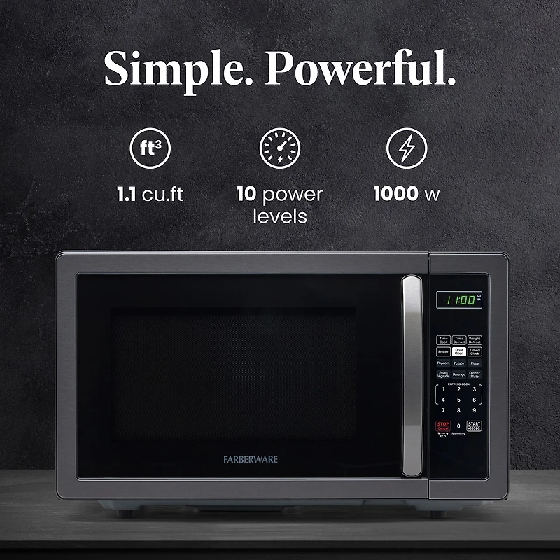 Farberware Classic FMO11AHTBSB 1.1 Cu. Ft 1000-Watt Microwave Oven