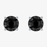 1/2 CT. T.W. Natural Black Diamond Sterling Silver 6.5mm Round Stud Earrings