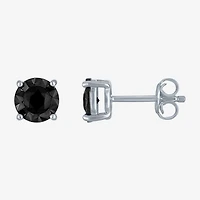 1/2 CT. T.W. Natural Black Diamond Sterling Silver 6.5mm Round Stud Earrings