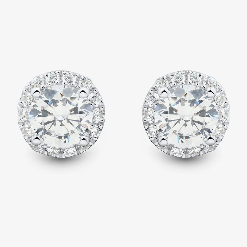 Si1-Si2,H-I 1 1/2 CT. T.W. Lab Grown White Diamond 10K Gold 7.7mm Round Stud Earrings