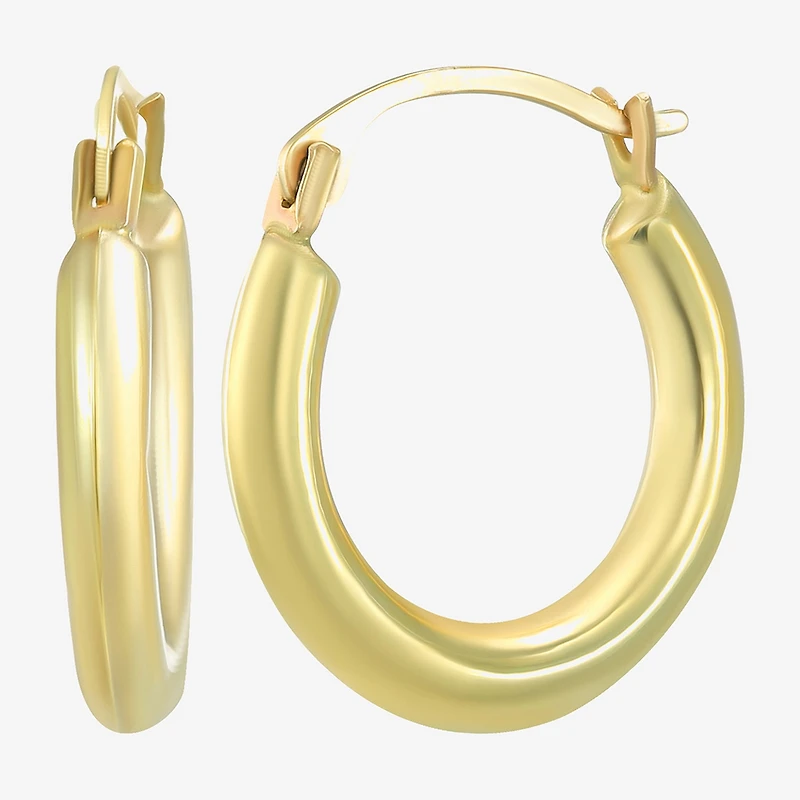 Womens 14K Gold 15mm Round Hoop Earrings