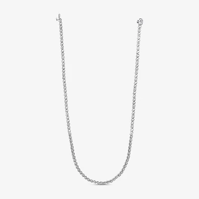 (F/Si2) Womens White Diamond Sterling Silver 18 Inch Tennis Necklace