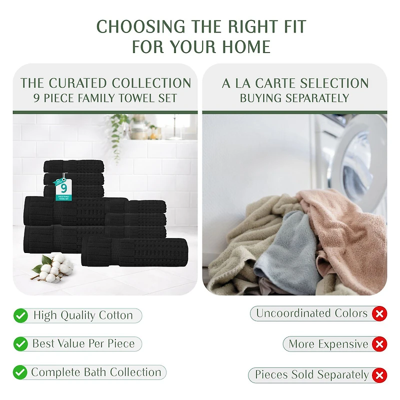Home Weavers Inc Willow Collection 100% Cotton Zero Twist Super Absorbent -pc. Quick Dry Bath Towel Set