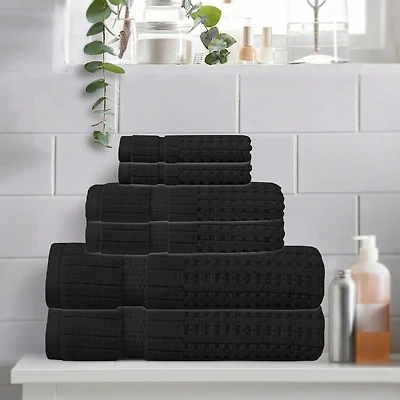 Home Weavers Inc Willow Collection 100% Cotton Zero Twist Super Absorbent -pc. Quick Dry Bath Towel Set
