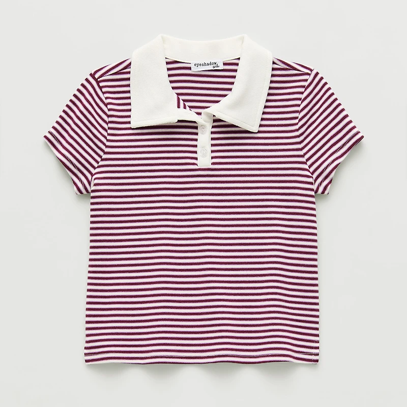 Eyeshadow Big Kid Girls Short Sleeve Regular Fit Polo Shirt