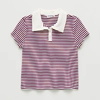Eyeshadow Big Kid Girls Short Sleeve Regular Fit Polo Shirt
