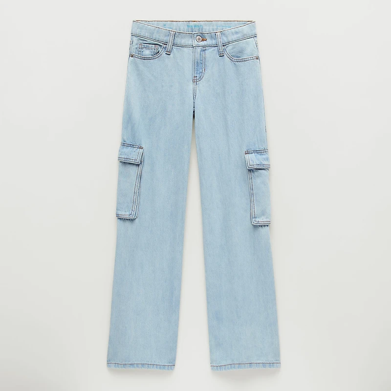 Thereabouts Little & Big Kid Girls Adjustable Waist Low Rise Baggy Fit Cargo Jean