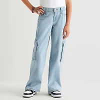 Thereabouts Little & Big Kid Girls Adjustable Waist Low Rise Baggy Fit Cargo Jean