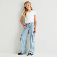Thereabouts Little & Big Kid Girls Adjustable Waist Low Rise Baggy Fit Cargo Jean