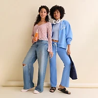 Arizona Womens Juniors Flare Mid Rise Sweatpant