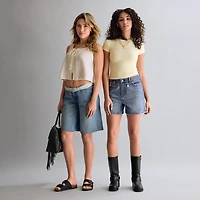 Arizona Womens 5" Mid Rise Juniors Denim Short