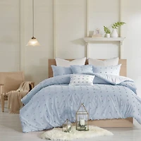 Intelligent Design Maize Cotton Jacquard Duvet Cover Set with Euro Shams and Throw Pillows